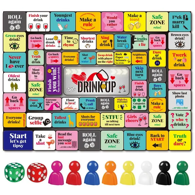 Drinking Party Board Game, Funny Table Game for Adults, Family & Friends, Drinking Board Games, Party Supplies