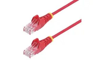 StarTech 7ft Red Slim CAT6 Ethernet Cable, Snagless, 100W PoE, UTP, LSZH, 28AWG Bare Copper Wire, Slim RJ45 Network Patch Cord, Fluke Tested N6PAT7RDS