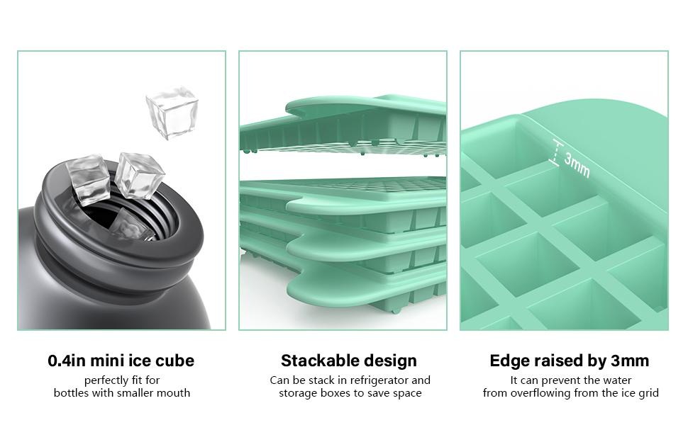 Mini Ice Cube Tray Set with 4 Small Nugget Ice Trays and Large Storage Bin, Easy Release Crushed Ice Tray for Freezer, Ideal for Cocktails, Coffee, and Mixed Drinks