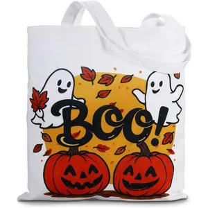 Halloween Bag Halloween Tote Bag Trick or  Bag  Large Canvas hallo-ween Candy bags for  Adults Women Spooky Basket Pumpkin  bag halloween Boo Basket  Bags
