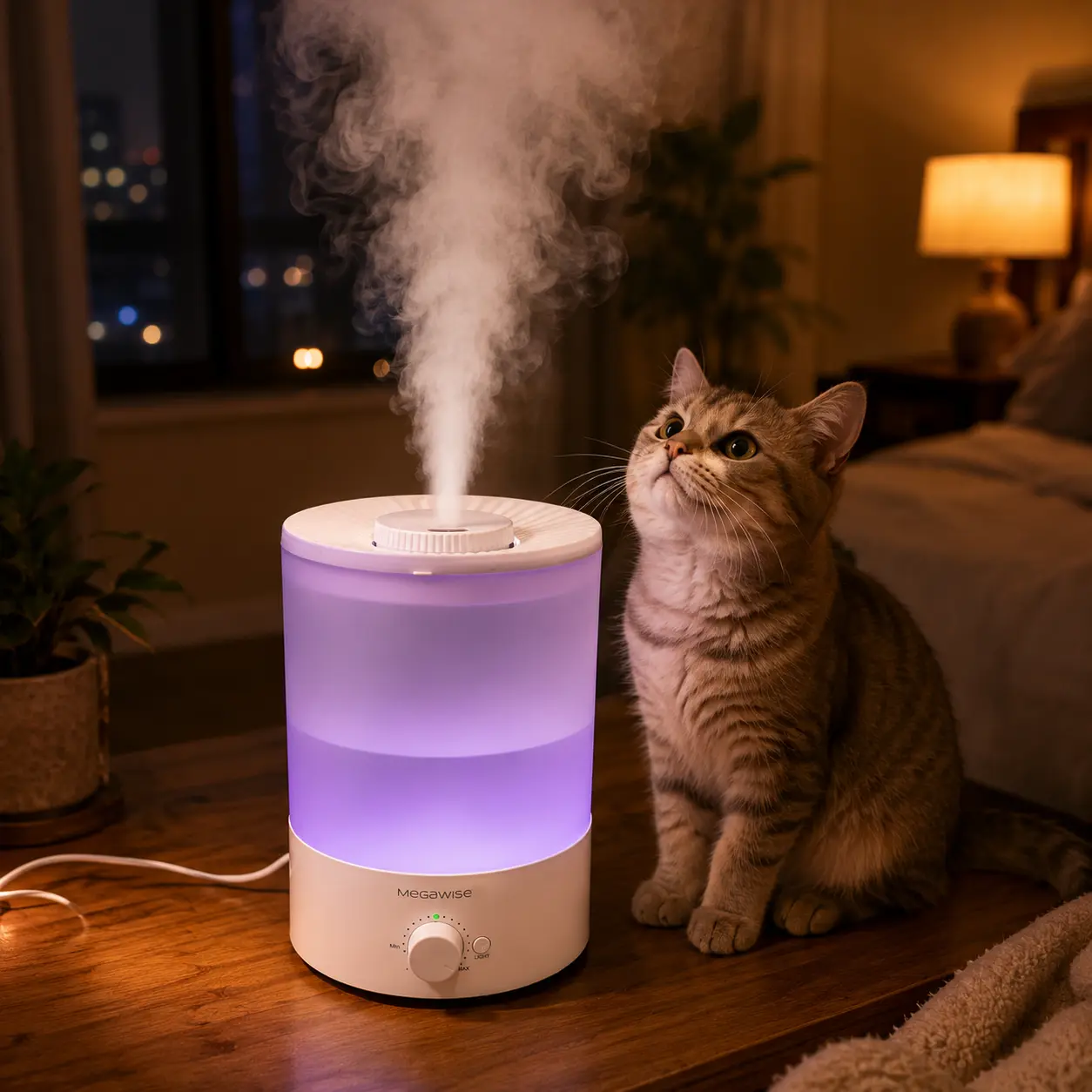 Megawise 3.5L Aromatherapy Cool Mist Ultrasonic Humidifier, Top Fill for Bedroom, 24dB Quiet, Adjustable Mist, 7-Color Night Light, 360° Rotatable Nozzle, Auto Shut-Off, Aromatherapy Humidifier, Fragrance Aroma Humidifier sohochic