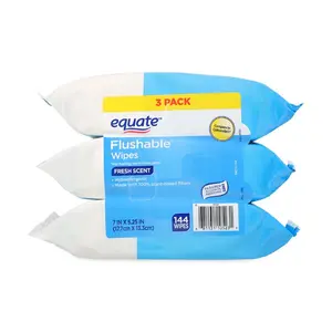 3 Pack Flushable Wet Wipes, Fresh Scent, 144 Wipes