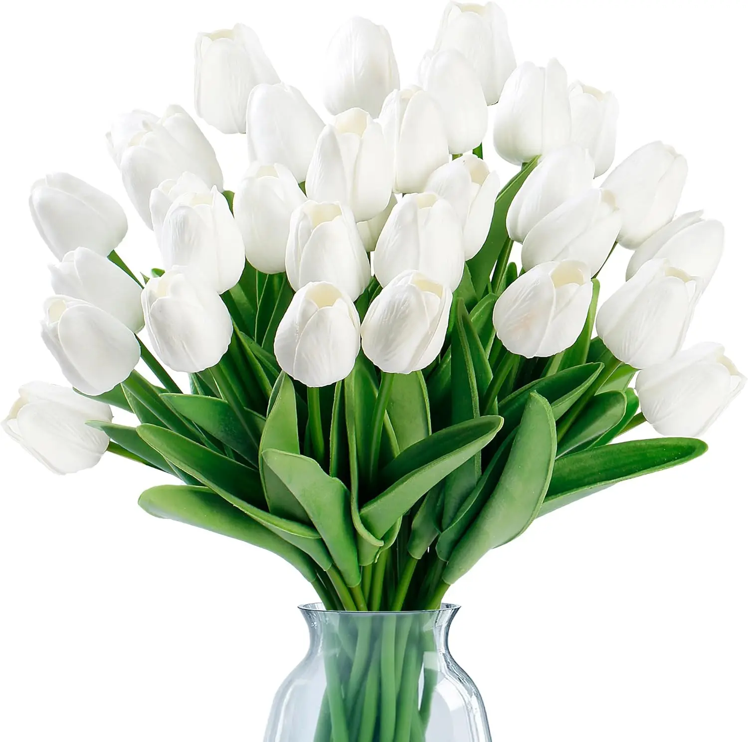DEEMEI 18/20 Pcs Silk Artificial Tulips Bouquet - Fake Flowers for Vase Decorating, Memorial Day Easter Home Kitchen Ornaments, Silk Artificial Tulips for Luxe Look, Flower Design, Living Room