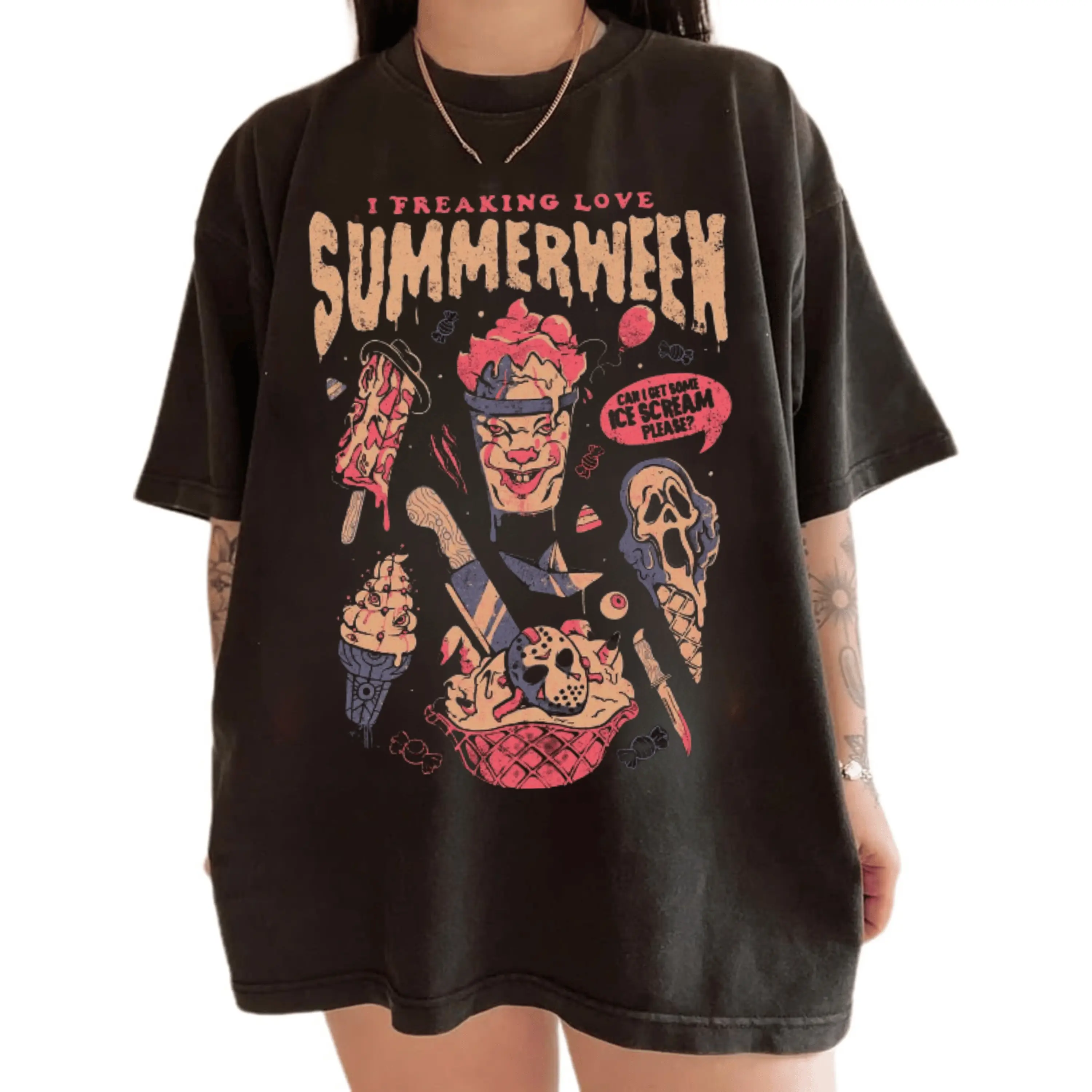 Spooky Summerween Shirt, Summer Halloween T-Shirt, Happy Summer Vibes Tee, Holiday Halloween Shirt, Fun Spooky Shirt Cotton Crewneck
