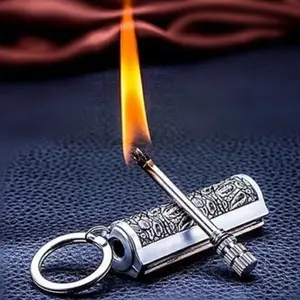 (Fuel Not included) Permanent Match Lighter, Kerosene Igniter, Keychain, Metal Match Open Flame Igniter Equipment, Portable Metal Keychain Men's Gift, Suitable For Outdoor Camping And Hiking (Please add kerosene before use)