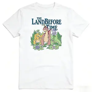 The Land Before Time Pastel Dinosaur Friends Printed Light Casual Cotton Crew Neck Short-Sleeve Unisex Sports Top, Comfort-Fabric Streetwear Shirt
