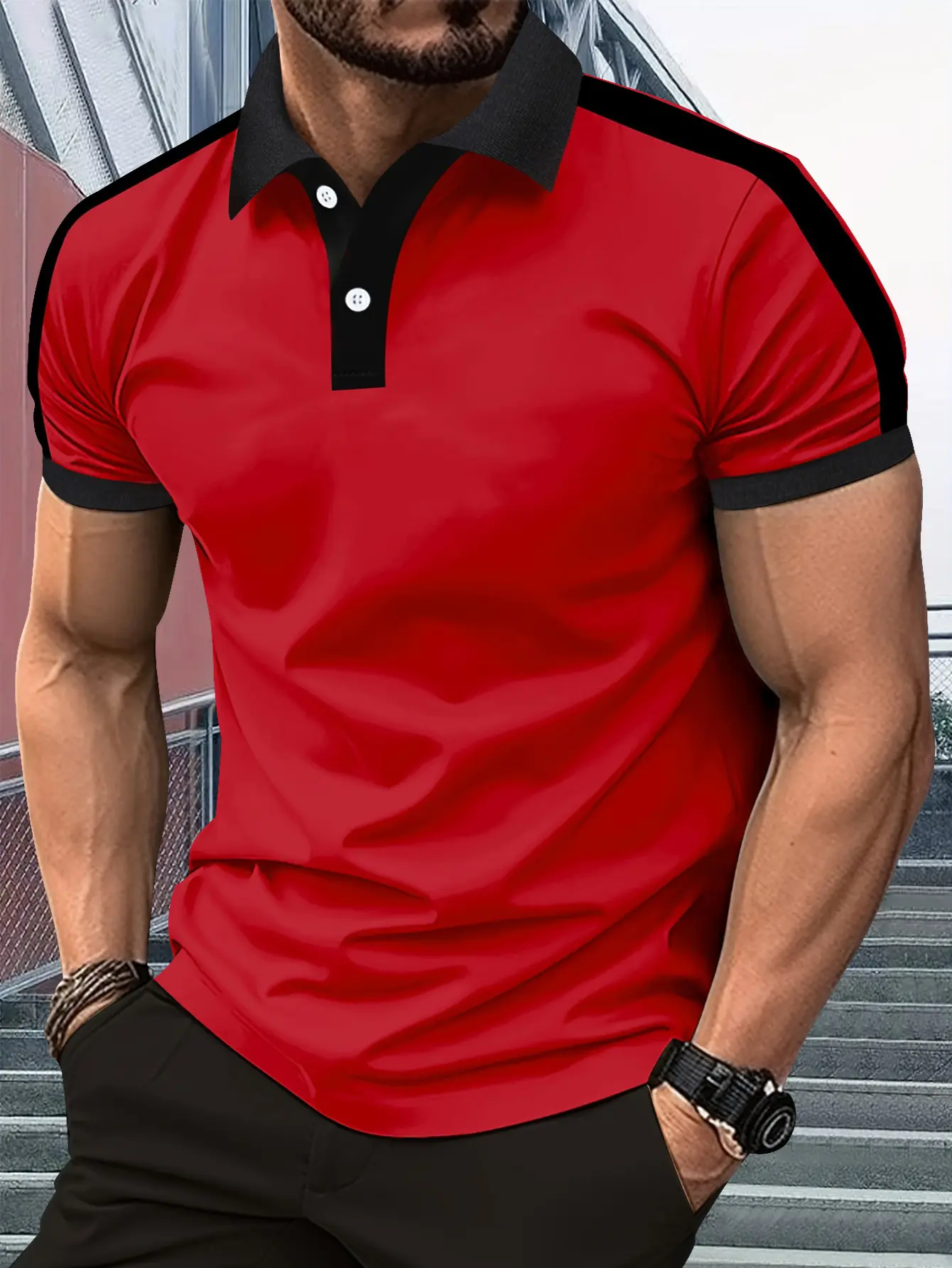 Summer new men's short-sleeved t-shirt polo shirt American retro trend personality pony pattern printing wrinkle business lapel Paul shirt men's bottoming shirt