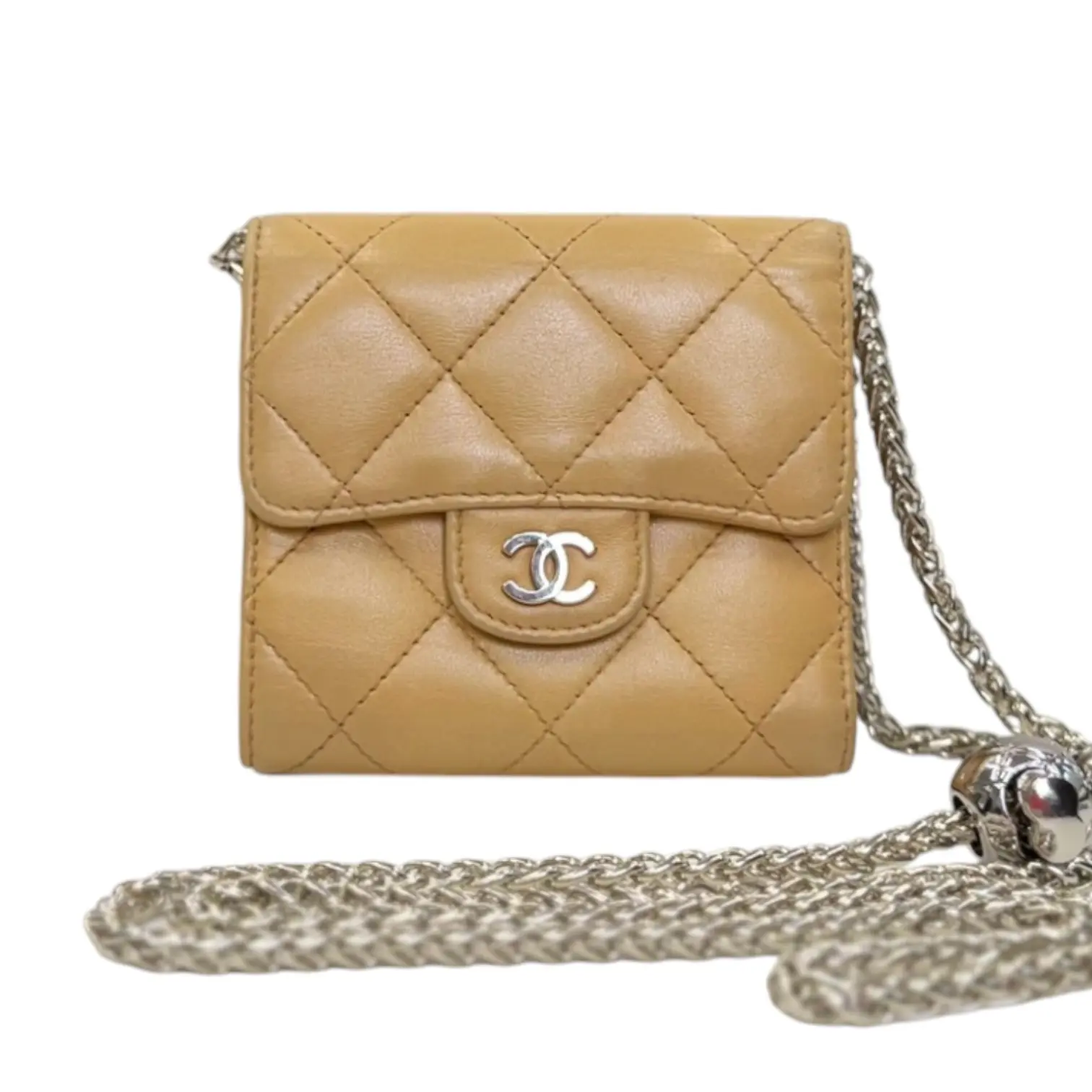 Pre-owned CHANEL Lambskin Crossbody Bags Classic Double Sided Wallet on Chain