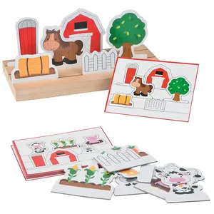 Following Directions Farm Scene Wood Educational Learning Game