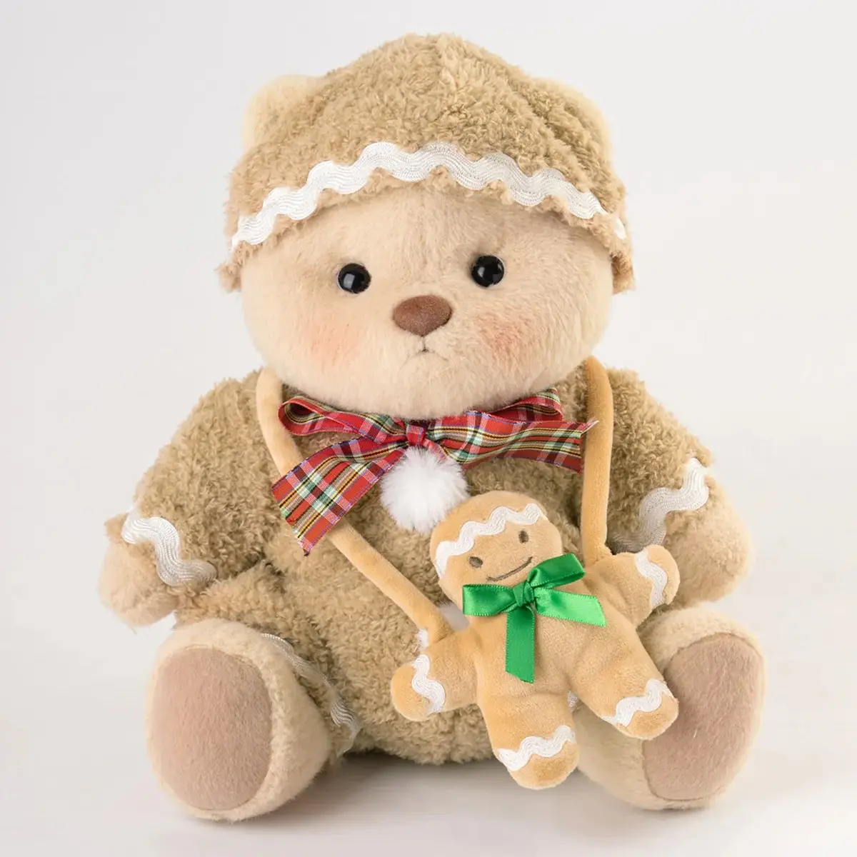 Getahug Christmas Gingerbread Man Teddy Bear Stuffed Animal - Handmade, Cute-Shaped Soft Cuddly Doll Gift, Stuffed Animal Gifts for Kids