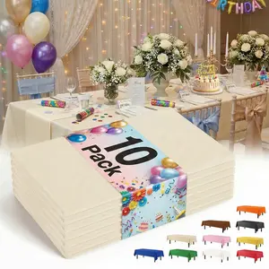 10 Packs White Plastic Tablecloth, Sturdy Disposable Table Cloth, 54 X 108 Inches Paper Table Cloths for Parties Disposable, Effortless Cleanup for Picnic Table Cloths Parties Birthday and Any Occasion