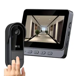 1080P Wireless Video Doorbell with 4.3'' Screen - No WiFi Needed, Local Storage, Night Vision, 2-Way Audio, Rechargeable (Easy Peel & Stick Install) can one sr 50 5d mark Portable FHD Digital Camera Zoom Color Security Dinosaur HD Smart Sol