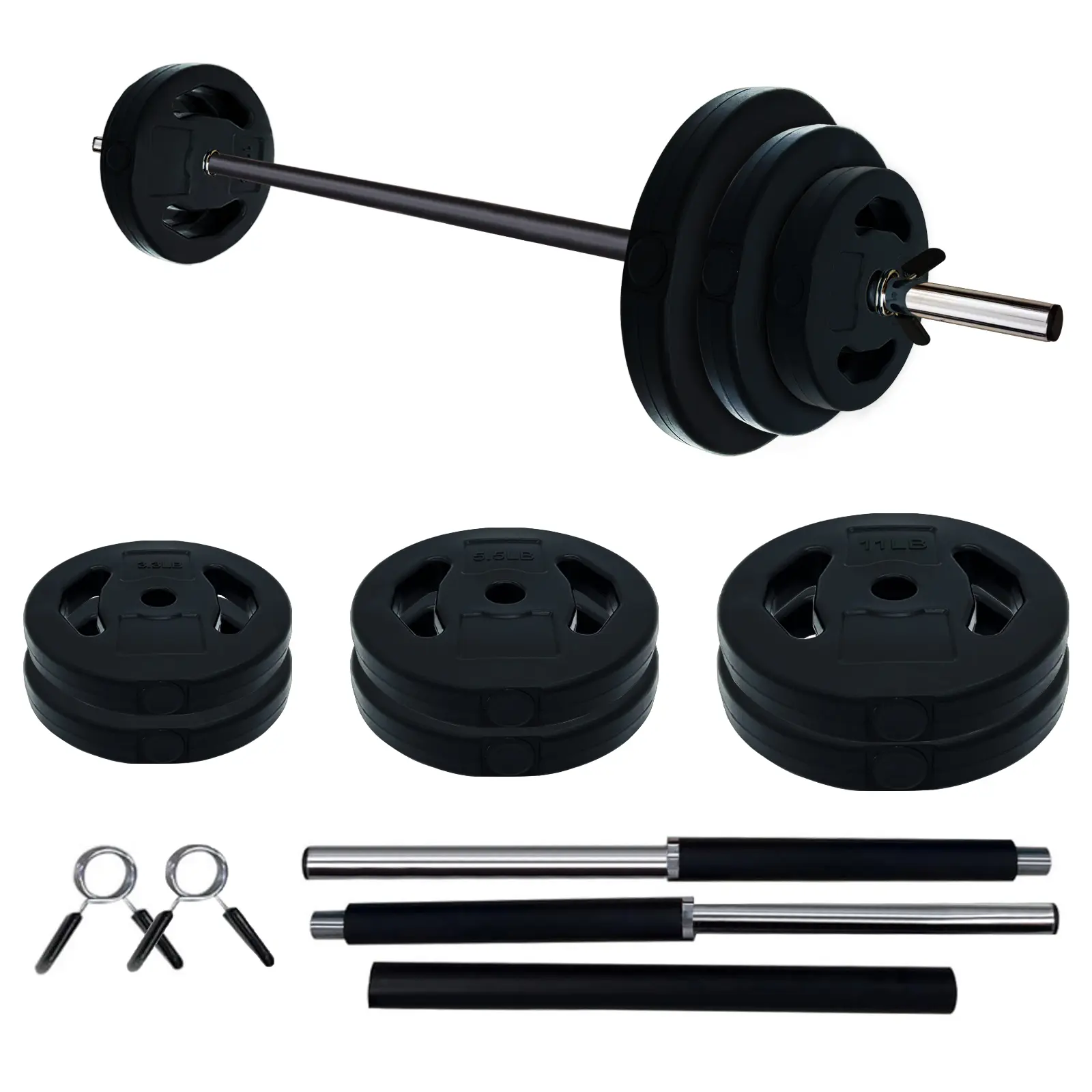 40LB Adjustable Barbell Weight Set for Home Gym - Multi-Color PU Coated Weights Plates, 51” Bar, Shoulder Pad - Anti-Slip, Odor-Resistant Kit for Squats, Full Body, Upper Body, Resistance Training