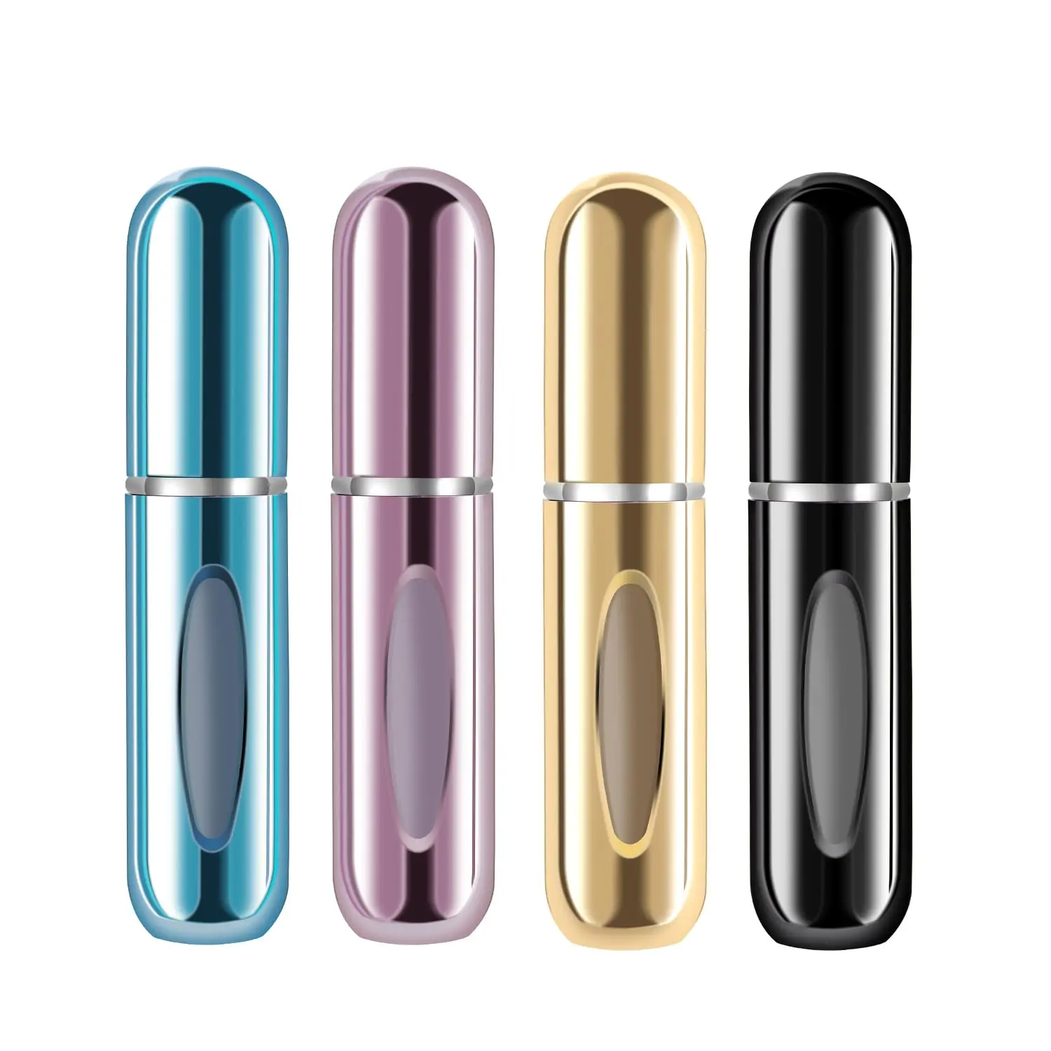 Durable Aluminium Cosmetic Mini Refillable Perfume Atomizer Bottles - 4 Pack 5ml Portable Makeup Spray Pump Cases for Daily Travel & Outgoing, Set