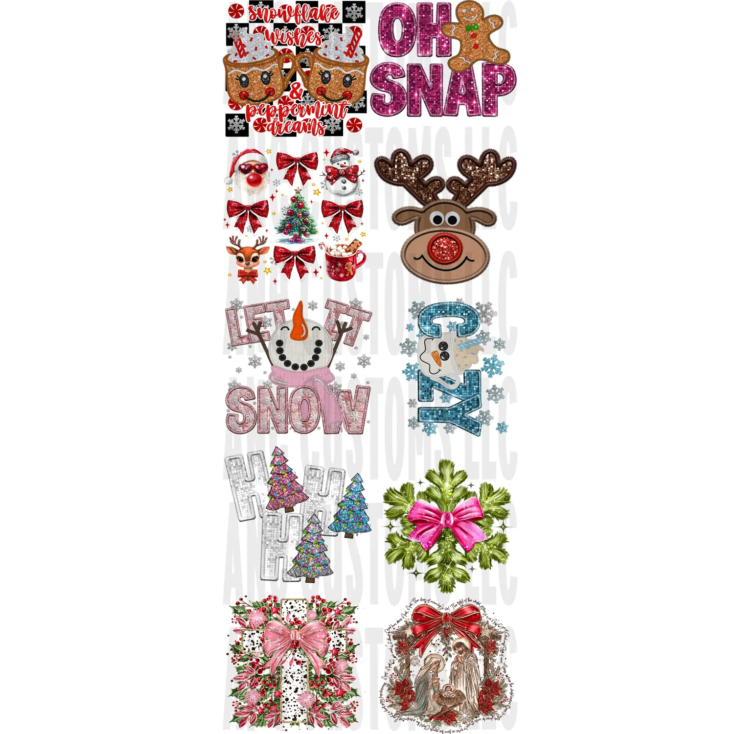 christmas glittery gang sheet
