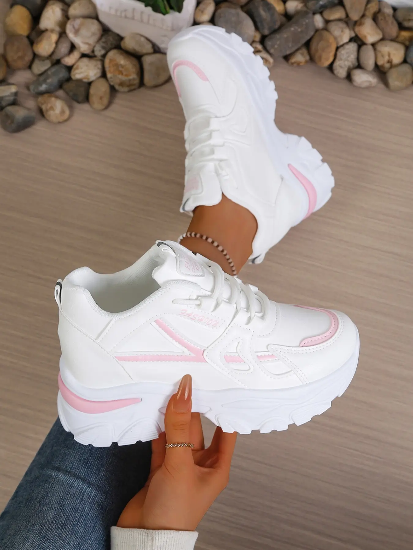 Line Stitching Inner Height Chunky Dad Shoes Sneaker, Footwear, Chunky Casual Trainers, Sneakers Casual, Lightweight Luxury Casual Style, Suitable for Office Commute, Light Business, Dates, Friend Gatherings, Walking Shoes