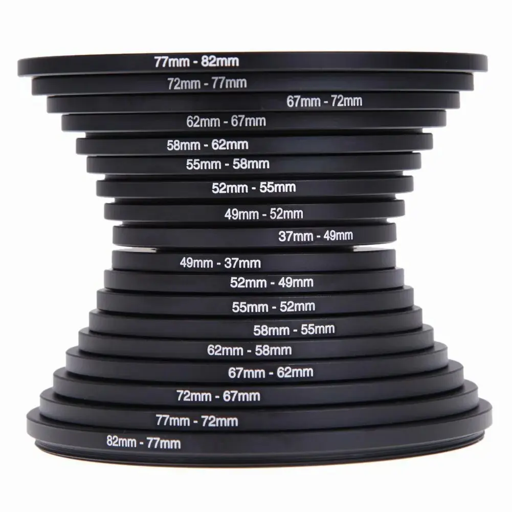 18pcs 37- 82mm Step Up Down Camera Lens Filter Adapter Ring Bracket Mount Set 18pcs 37- 82mm Step Up Down Camera Lens Filter Adapter Ring Bracket Mount Set