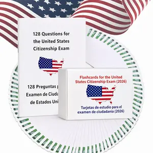 U.S Citizenship Flash Cards 2026 -English/Spanish,Naturalization Study Guide with 128 US Civics Questions & Answers, US Civics Test Flash Cards Combo Set, Set with Bilingual Booklet