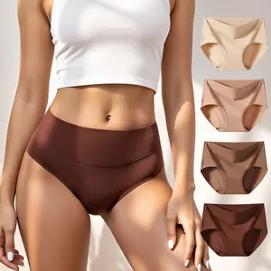 Women's Minimalist 4-PCS High Waist Knickers (S-3XL Curvy Fit), Spandex & Cotton Fabric, Soft Stretchy, Double Layer Crotch, Elastic, Machine Washable, Postpartum Care Support, All Seasons, Mixed Colors (Beige Dark), Mixed Colors(4Pcs)