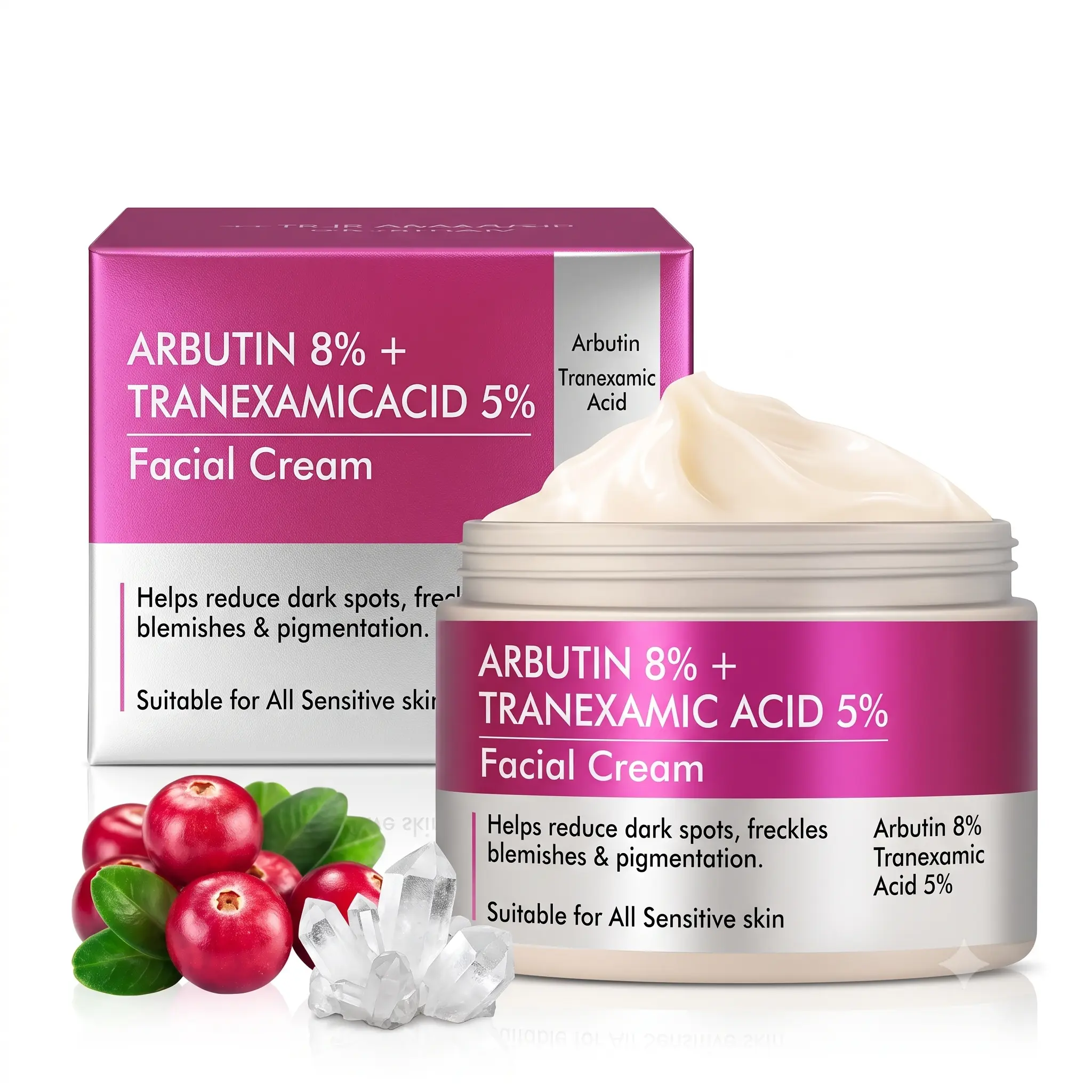 8% Alpha-Arbutin & 5% Tranexamic Acid Cosmetic Facial Brightening Moisturizer - 60ml Hydrating Cream for Uneven Tone, Tone Balance, Sensitive Safe, Gentle Daily Use for All Skin Types