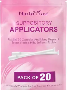 Nieteyrue Suppository Applicators - 20 Packs Individually Wrapped for Hygiene Fits Size 00 Capsules & Many Shapes of Suppositories Tablets Feminine Care