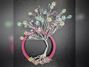 6" Hot Pink Prism Wire Tree of Life Wreath