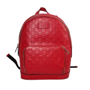 Pre-owned GUCCI Leather Backpacks Hibiscus Red Guccissima Small Signature Day Backpack S008260226008