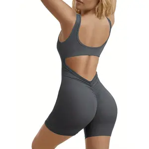 Ladies' jumpsuit, fitness backless seamless one-piece abdominal cinching jumpsuit, tight yoga jumpsuit