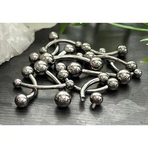 1 Piece Grade 23 Solid Titanium Internally Threaded Curved Barbell / Eyebrow Ring - 16g or 14g
