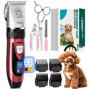 Dog clipper, suitable for grooming thick/long coats, dog grooming kit, low noise, with stainless steel blades, cordless dog nail trimmer for pet nail care, suitable for small and large dogs, cats and other animals.