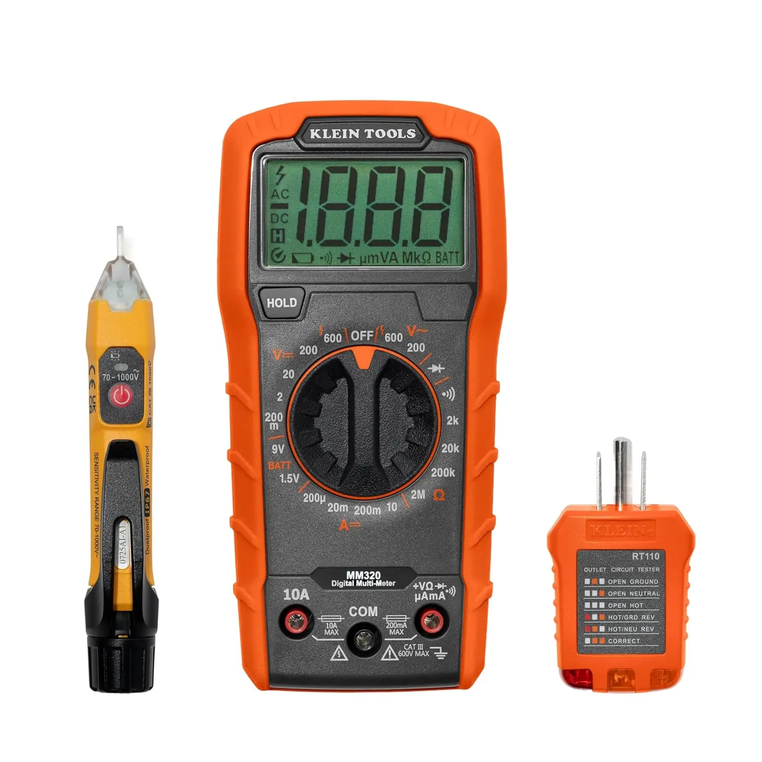 Klein Tools 69149P Electrical Test Kit - Digital Multimeter, Non-Contact Voltage Tester, Electrical Outlet Tester, Leads, Batteries, Led-Audio Tone & Wiring Testing Capabilities