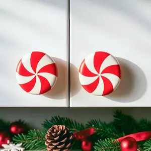 6pcs Christmas Knob Covers for Cabinets, Striped Stretchable Decorative Cabinet Handles, Festive Holiday Decoration for Kitchen, Bathroom, Dresser & More, Christmas Party Gifts, Holiday Season, Christmas Decorations