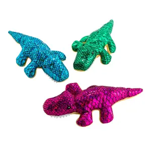 9" Metallic Scales Blue, Green & Pink Stuffed Alligators - 12 Pc.
