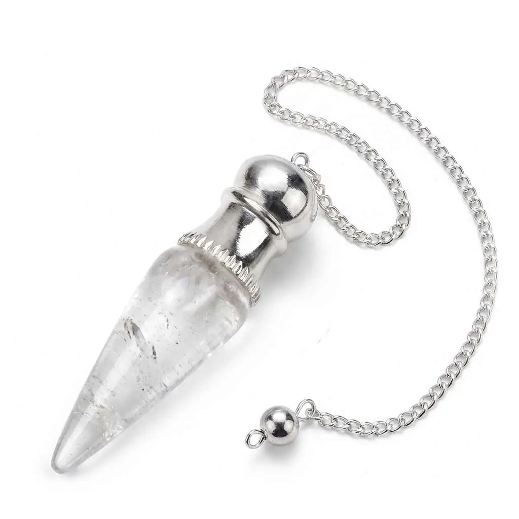 Clear Quartz Chambered Pendulum — Crystal Divination Tool for Dowsing