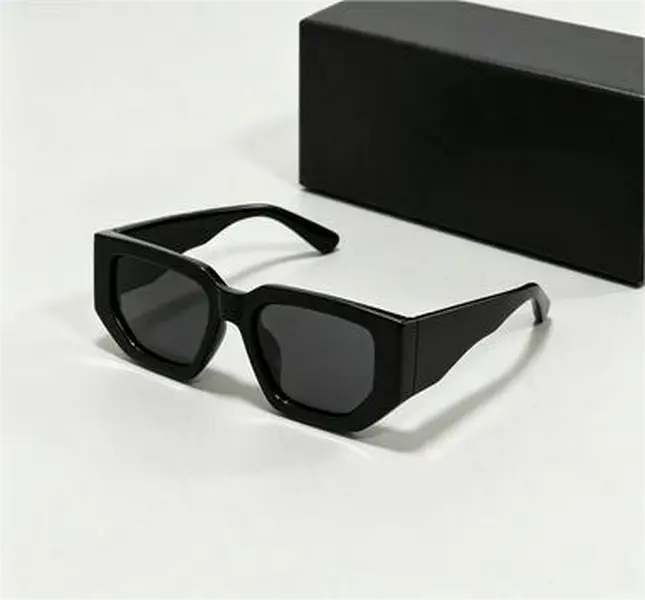 Classic Glossy Black Rectangular Sunglasses, Minimalist Narrow Square Eyewear UV400 Protection for Daily Wear