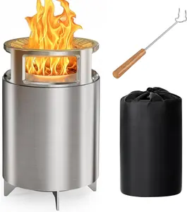 Smokeless Firepit with Stand, 7″ Tabletop Fire Pit for Camping with Patented Technology, Portable Fire Pit for Outside with Grill Rack, Fire Poker and Bag, Fueled by Pellets, Wood or Firestarter#TikTokShopBlackFriday