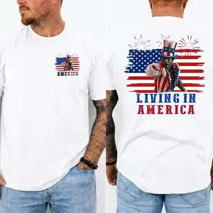 Apollo Creed Living In America Shirt, Patriotic USA Flag Rocky IV Tee, July 4th Independence Day Graphic T-Shirt, Vintage American Pride 2 Side Shirt For Men Women