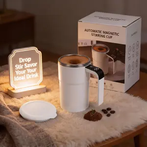 Rechargeable Magnetic Auto-Stirring Tumbler Cup - Food-Grade Stainless Steel Insulated Travel Mug with Digital Temperature Display, Reusable Drinkware for Coffee, Funny Gift Mug