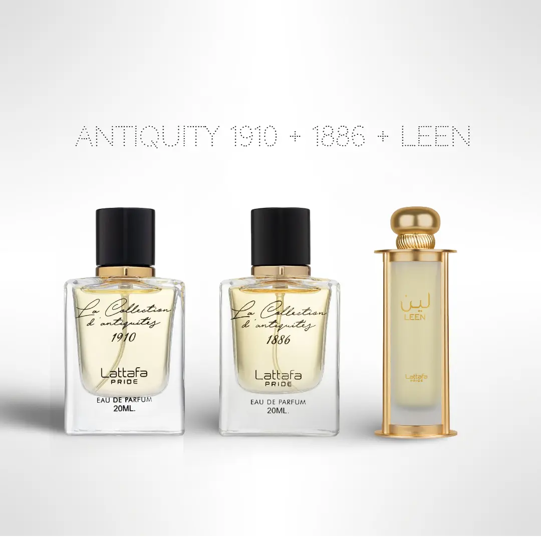 Lattafa Pride Mini Signature Trio – La Collection D'Antiquités 1910 + 1886 + Leen (20ml / 0.68 fl oz Each) – Unisex Perfume Set, Floral Scent Perfume, Edp