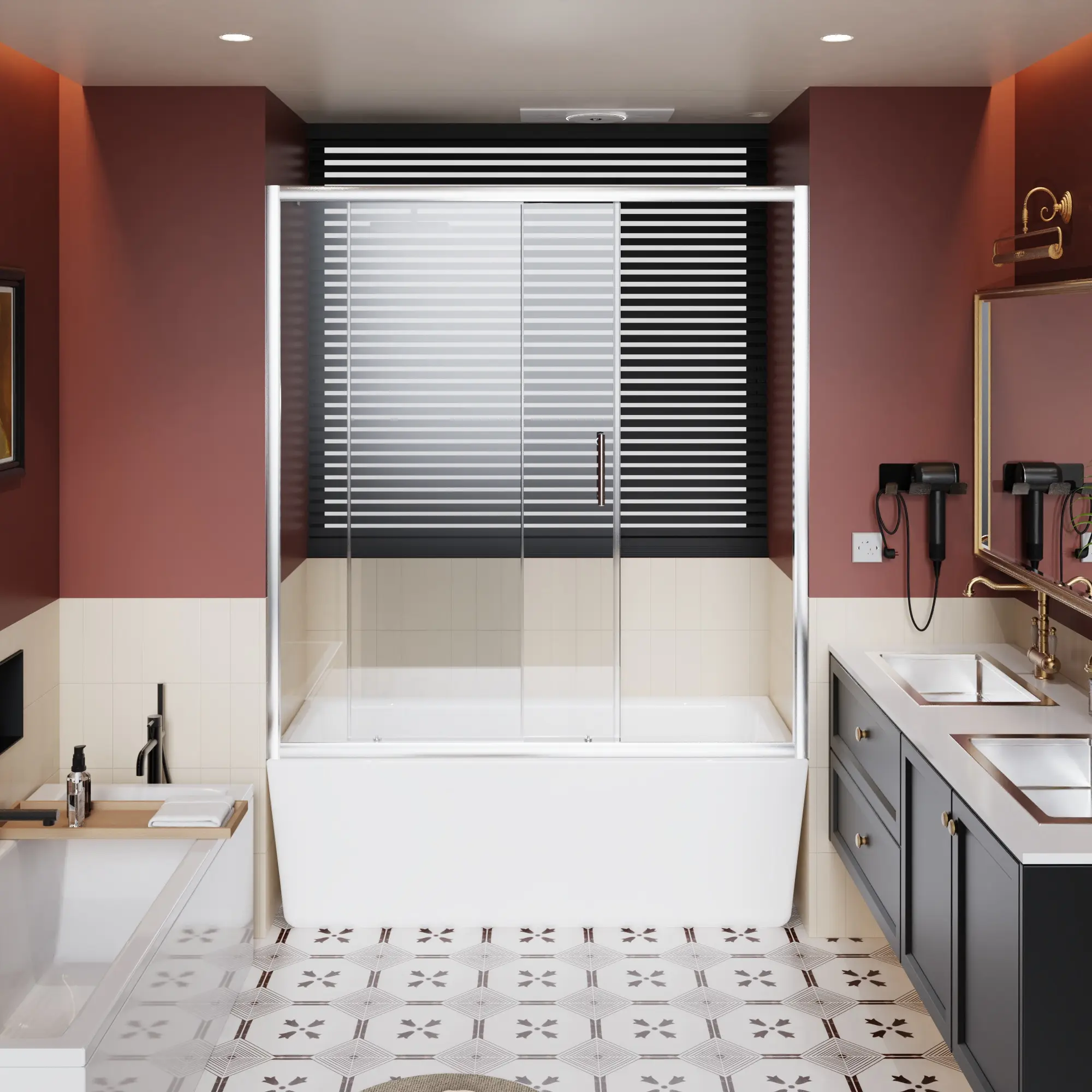 60"W x 62"H Single Sliding Shower Door for Bathtub with Stainless Steel Handle | 1/5" (5mm) Thick Clear Tempered Glass | Sliding Bathroom Door for Tub | Space-Saving, Modern Design, Easy Install