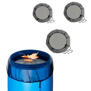 Durable Polyester Mesh Rain Barrel Cover with Drawstring, Leaf Protection for Garden Lawn Outdoor Spaces, Waterproof Bucket Lid Set