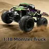 1:18 Scale 4WD RC Car with LED Lights - 2 Motors, High-Speed Monster Truck Toy, High-Torque, Proportional Throttle, All-Terrain Capability, Rechargeable Battery, Remote Control, Birthday Gift for Ages 7+ Hobbyists