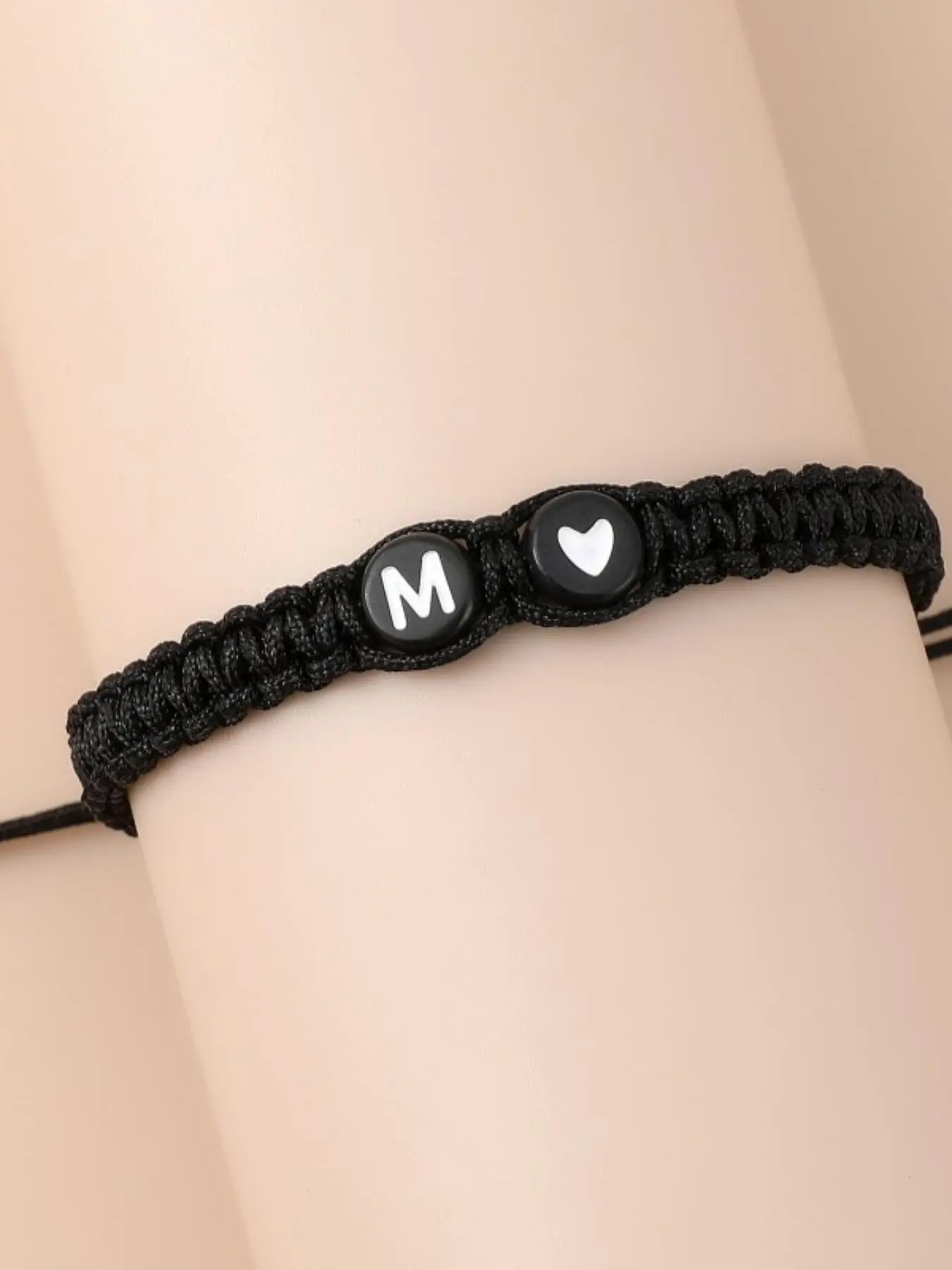 Single 26 English Letter Love Weaved Letter Link Bracelet, Personalized Jewelry, Fresh Forest Style, Customizable Letters/Tight Weave Without Snagging, For Daily Commute Wear/Girlfriends' Personalized Gifts, Suitable for Young Girls, Heart Shaped Bracelet