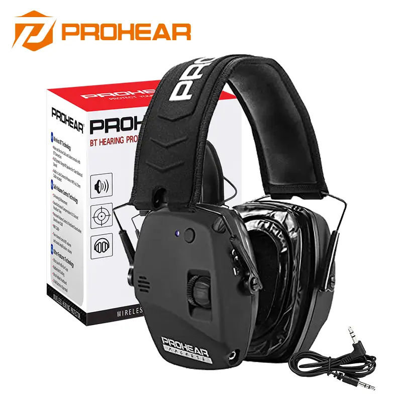 PROHEAR 030 Unisex Bluetooth Earmuffs - NRR 22dB Hearing Protection, Adjustable Foldable Portable Headband, Lightweight Wireless, Gel Pads for Gun Range, Mowing - Sports & Outdoor Hunting Ear Protectors, Shooting, Low Profile, Outdoor Sports, Padded Band,