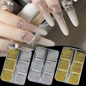 Mini Nail Art Steel Balls Metallic Beads 6-Size Assorted Kit Manicure Silver Gold Round Rhinestones Nail Gems Accessories Nail Charms Nail Decorations for Nail Art Chain DIY Nail Supplies Nail Art Products
