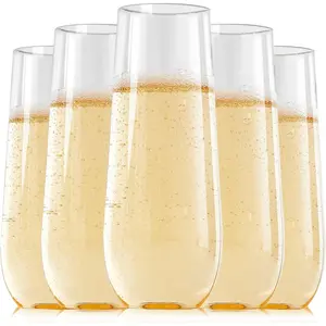 6pcs Transparent Bubble Wine Glasses Champagne Cups Beverage Glasses PS Material Reusable Portable High-End French Crystal Champagne Glasses for Home Use Luxury Sparkling Wine Cups