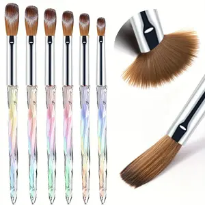 6pcs Kit Acrylic Nail Brush Set Aurora Multi Size Professional Nail Brushes for Acrylic Application Powder Extension 3D Carving Nail Art Tools Manicure Supplies