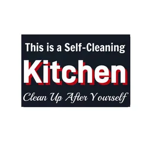 Rustic Kitchen Tin Sign, Funny “Clean Up After Yourself” Metal Wall Art for Farmhouse, Cafe, Bar & Home, Durable 12x8 Inch Decorative Poster