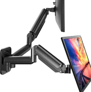 HUANUO Wall Mount Gaming Dual Monitor for 17-32 inch screens (4.4-17.6lbs per arm), VESA 75x75/100x100 compatible, height-adjustable stand for dual monitors, ideal for home office desk setups.