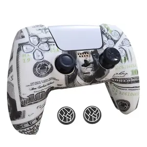 Cash Money design PS5 controller skin, scratch-resistant protective cover with joystick caps for PS5 gamers